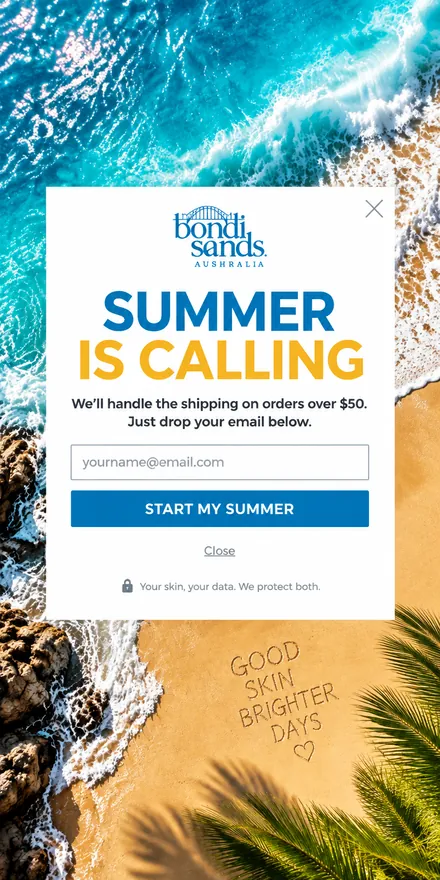 Free shipping signup popup on a phone