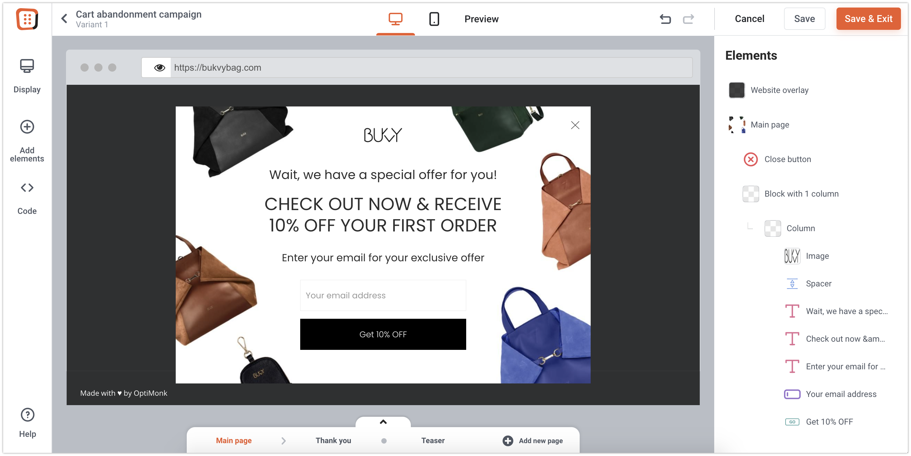 Choose a regular cart abandonment campaign