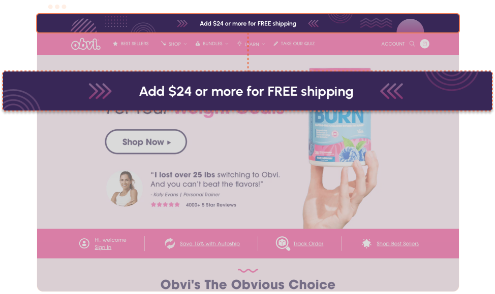 dynamic free shipping bar
