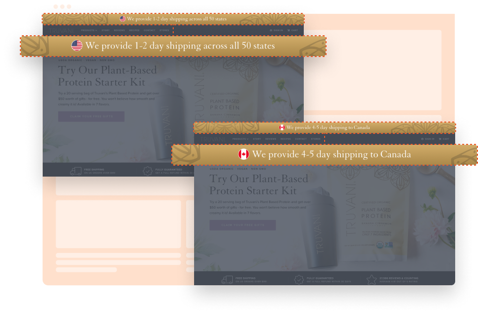 Personalize your shipping bars based on location