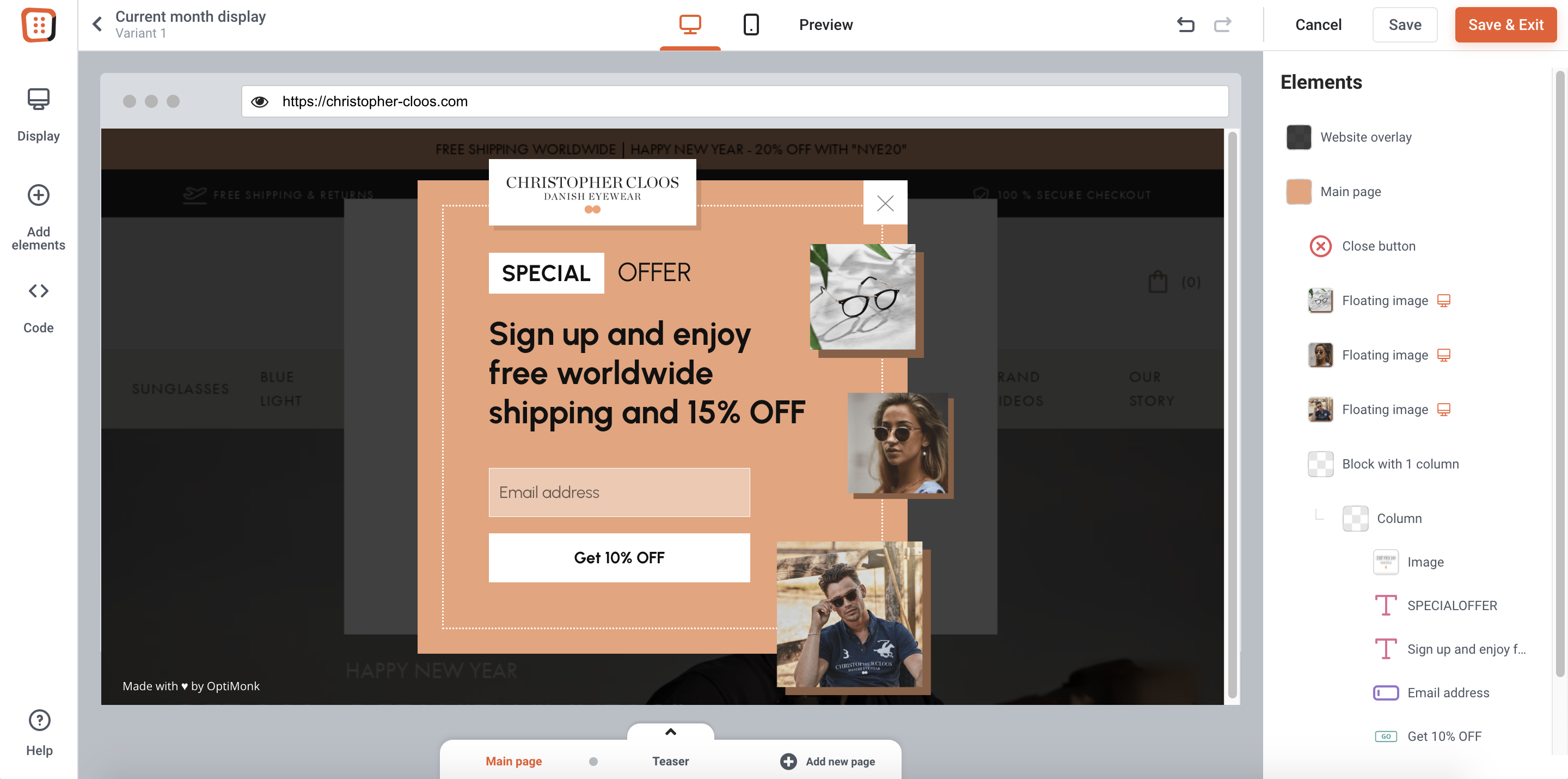 Create a regular offer popup