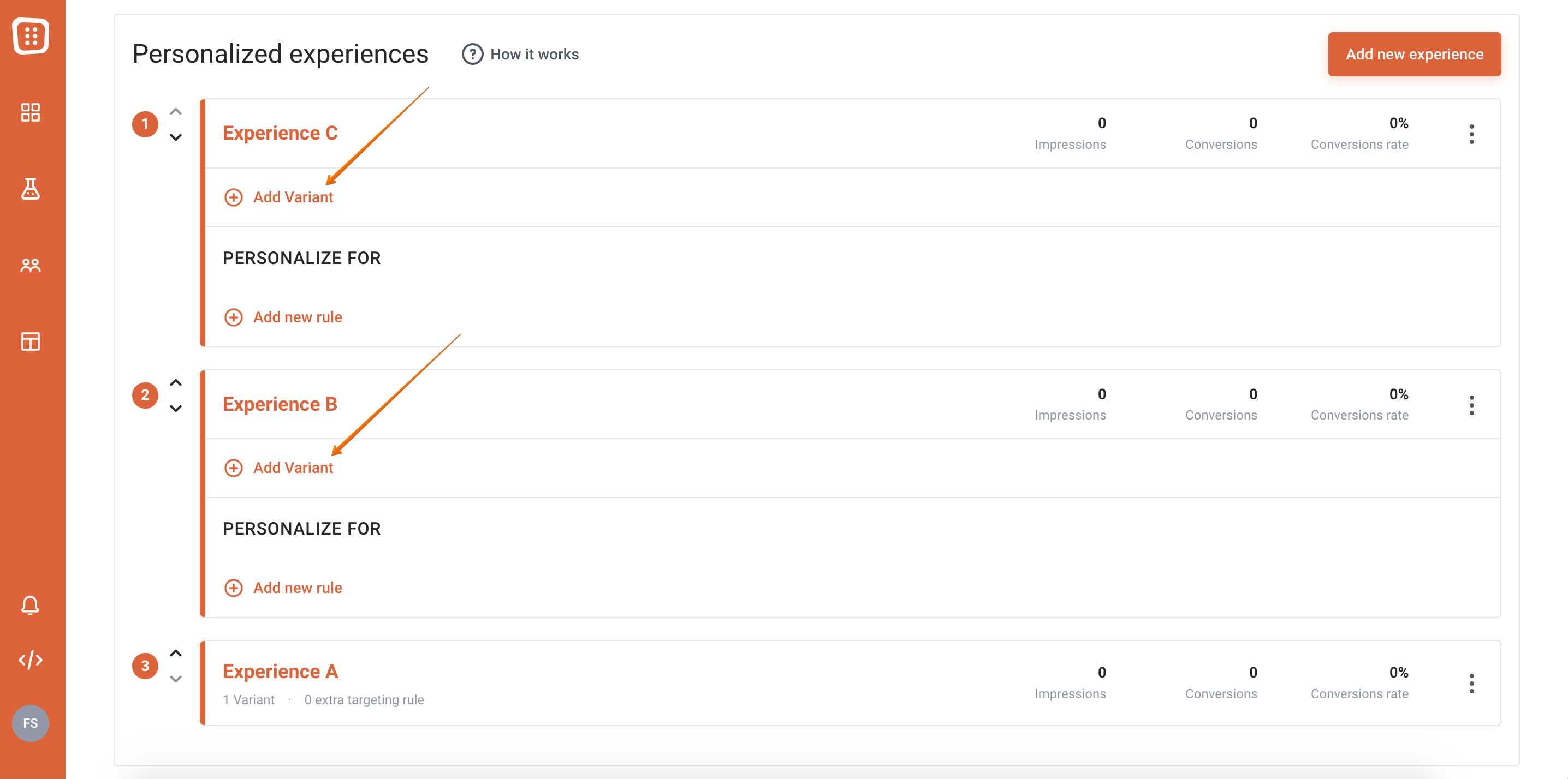 Create a new Personalized Experience