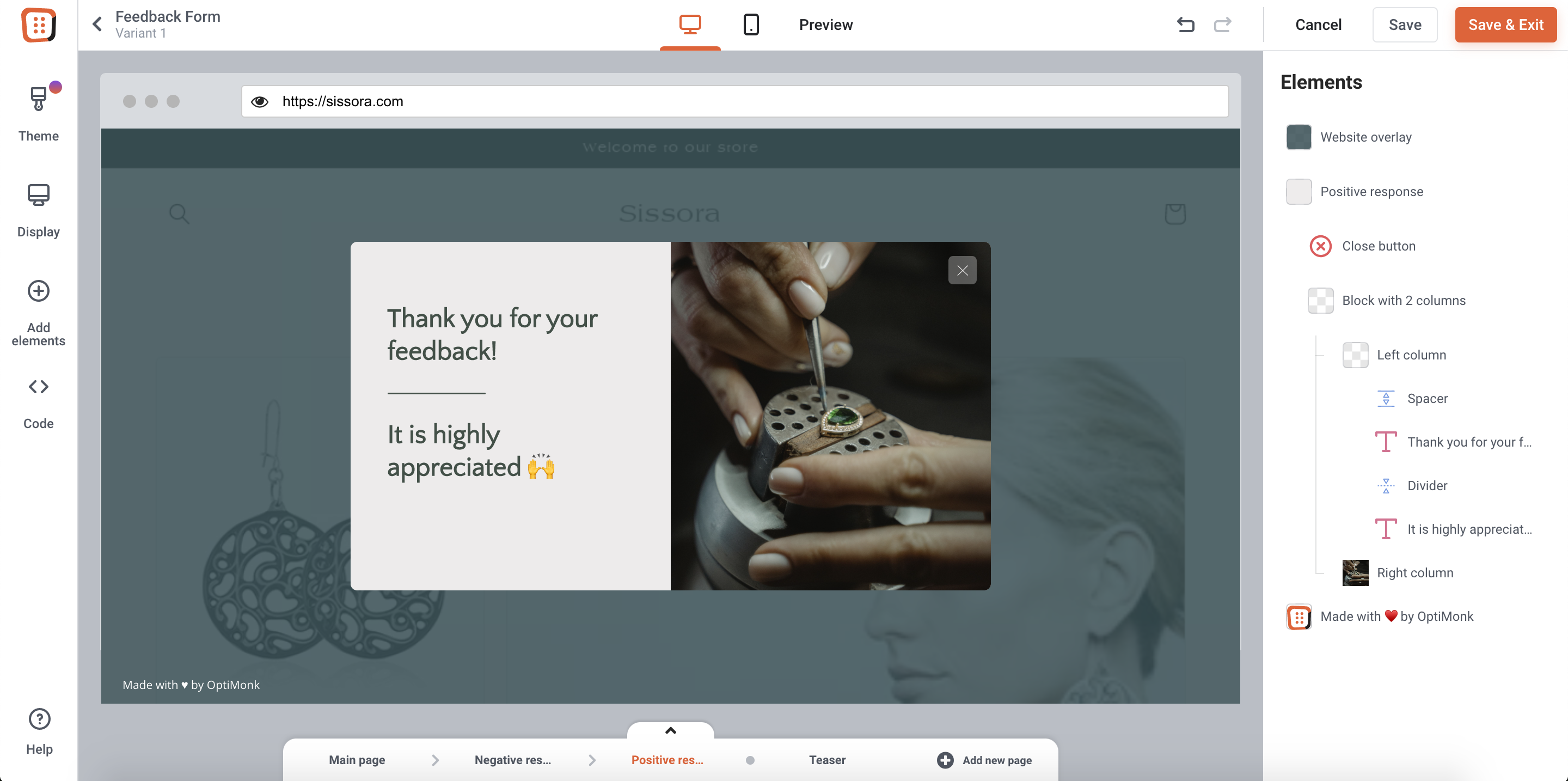 Create a Thank You page