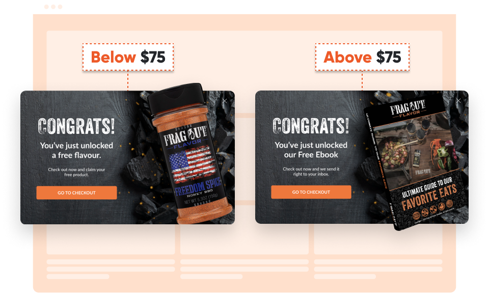 Personalize exit messages based on cart content